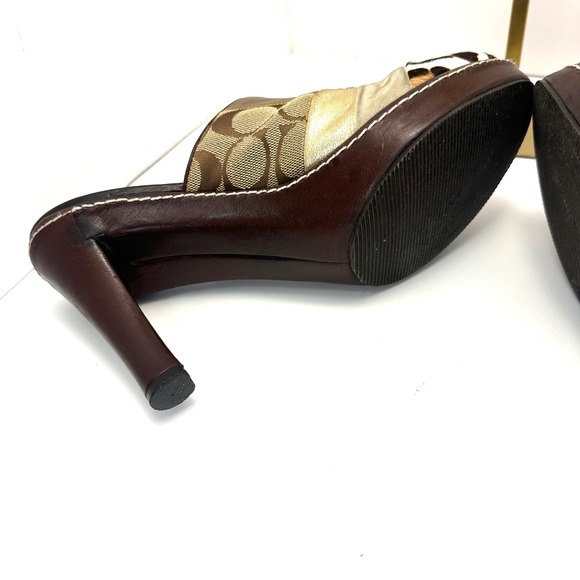 Y2KCoach Patchwork Platform Mules Leopard Calf Hair Metallic Leather Heels Multi - Picture 13 of 16